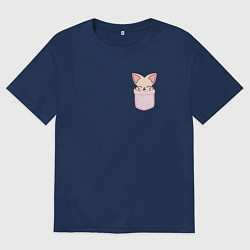 Футболка оверсайз мужская FoxINy in pocket, цвет: тёмно-синий