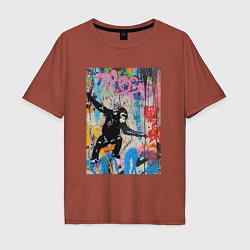 Футболка оверсайз мужская Monkey graffiti, цвет: кирпичный