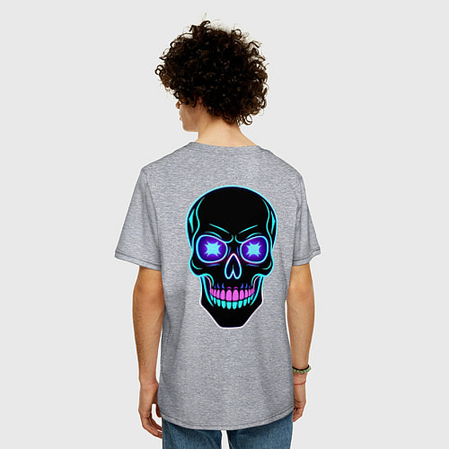 Мужская футболка оверсайз Halloween skull / Меланж – фото 4