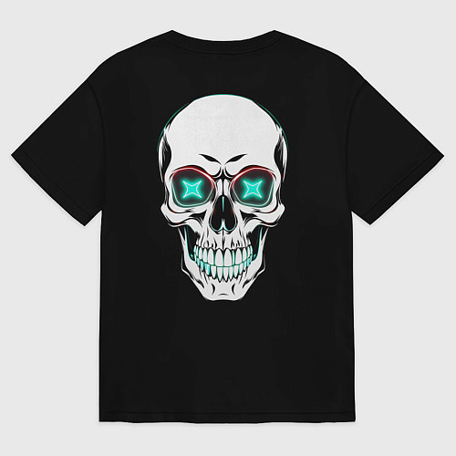 Мужская футболка оверсайз Череп хэллоуин / Черный – фото 2