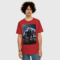 Футболка оверсайз мужская Робот в стиле Horizon, цвет: красный — фото 2