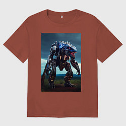 Футболка оверсайз мужская Робот в стиле Horizon, цвет: кирпичный