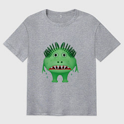 Футболка оверсайз мужская Рыдающий зеленый монстр, цвет: меланж