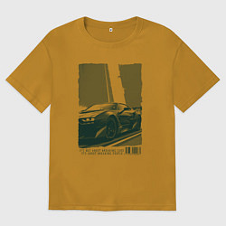 Футболка оверсайз мужская Постер спорткара, цвет: горчичный