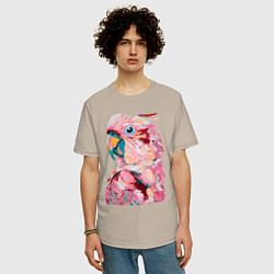 Футболка оверсайз мужская Розовый попугай, цвет: миндальный — фото 2