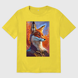 Футболка оверсайз мужская Fox fashionista - ai art fantasy, цвет: желтый