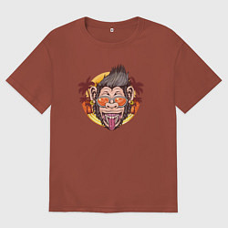 Футболка оверсайз мужская Summer monkey, цвет: кирпичный