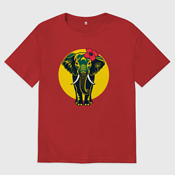 Футболка оверсайз мужская Слон и цветок, цвет: красный