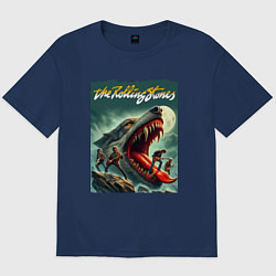 Футболка оверсайз мужская Rolling Stones - wolfs mouth, цвет: тёмно-синий