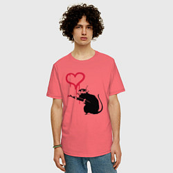 Футболка оверсайз мужская Rat heart, цвет: коралловый — фото 2