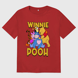 Футболка оверсайз мужская Winnie Pooh hugs, цвет: красный