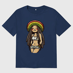Мужская футболка оверсайз Smile jamaica girl