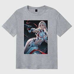 Футболка оверсайз мужская Девушка-наемница, цвет: меланж