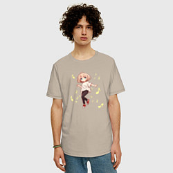 Футболка оверсайз мужская Танец тиби, цвет: миндальный — фото 2