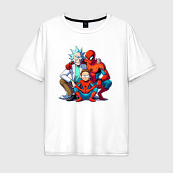 Футболка оверсайз мужская Spider-Man is Rick and Mortys friend, цвет: белый