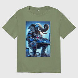 Футболка оверсайз мужская Слоняра киберспортсмен - киберпанк, цвет: авокадо