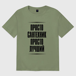 Футболка оверсайз мужская Просто лучший сантехник, цвет: авокадо
