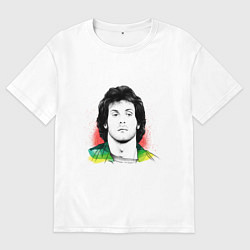 Футболка оверсайз мужская Stallone: Портрет Рэмбо, цвет: белый