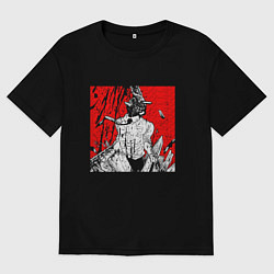 Футболка оверсайз мужская Человек-бензопила Денджи демон, цвет: черный