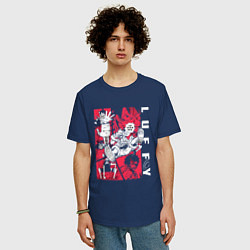 Футболка оверсайз мужская Ванпис Монки Луффи, цвет: тёмно-синий — фото 2