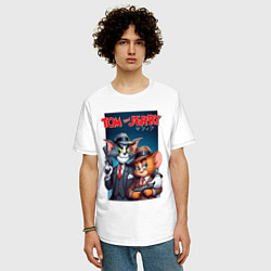 Футболка оверсайз мужская Tom and Jerry - gangsters, цвет: белый — фото 2