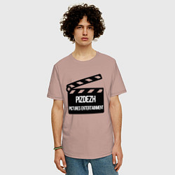 Футболка оверсайз мужская Pizdezh pictures entertainment, цвет: пыльно-розовый — фото 2