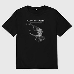 Футболка оверсайз мужская Карта Санкт-Петербург белая, цвет: черный