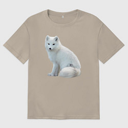 Футболка оверсайз мужская Белая северная лиса, цвет: миндальный