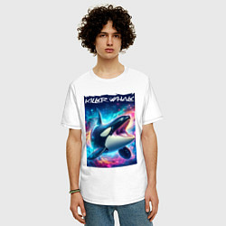 Футболка оверсайз мужская Space killer whale - ai art fantasy, цвет: белый — фото 2