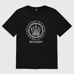 Футболка оверсайз мужская Символы Велеса - мы просыпаемся, цвет: черный