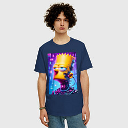 Футболка оверсайз мужская Cyborg Bart Simpson - ai art fantasy, цвет: тёмно-синий — фото 2