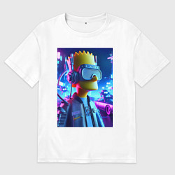 Мужская футболка оверсайз Cyber Bart - ai art neon