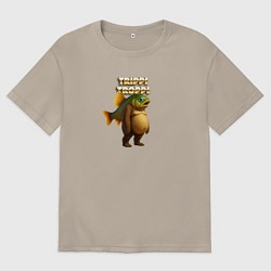 Футболка оверсайз мужская Trippi Troppi рыба, цвет: миндальный