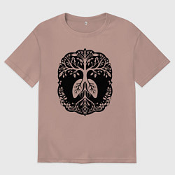 Футболка оверсайз мужская Древо с легкими, цвет: пыльно-розовый
