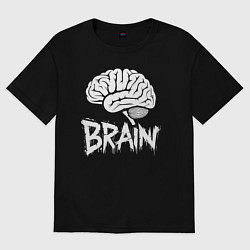 Футболка оверсайз мужская Brain, цвет: черный