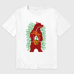 Футболка оверсайз мужская Медведь и обед - аппетит, цвет: белый