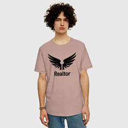Футболка оверсайз мужская Крылатый риелтор, цвет: пыльно-розовый — фото 2