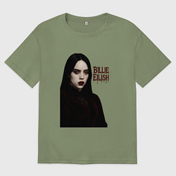 Футболка оверсайз мужская Билли Айлиш готический стиль, цвет: авокадо