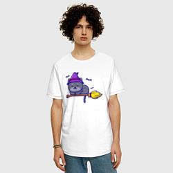 Футболка оверсайз мужская Cat witch, цвет: белый — фото 2