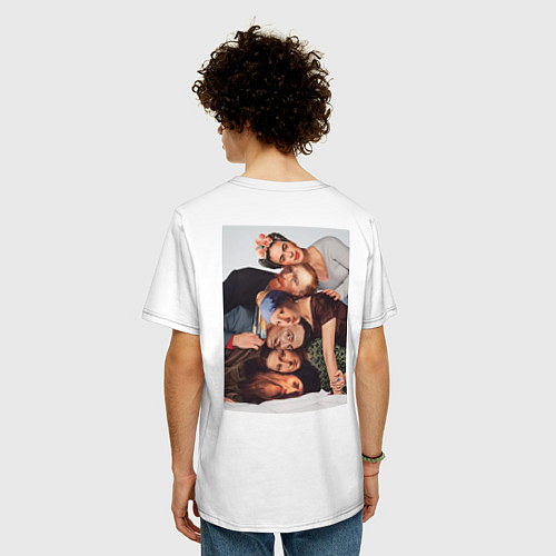 Мужская футболка оверсайз Друзья художники how you doin / Белый – фото 4