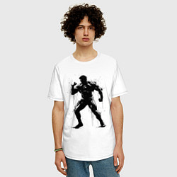 Футболка оверсайз мужская Рестлер черной краской, цвет: белый — фото 2