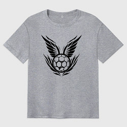 Футболка оверсайз мужская Крылатый мяч гандбол, цвет: меланж