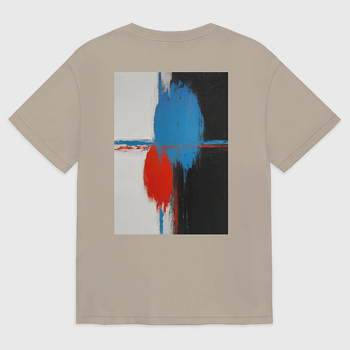 Мужская футболка оверсайз Абстрактная картина маслом / Миндальный – фото 2