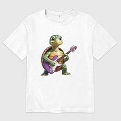 Мужская футболка оверсайз Милая черепаха играющая на гитаре