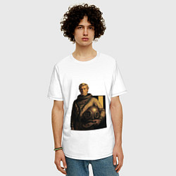 Футболка оверсайз мужская Молодой мужчина водолаз ретрофутуризм поп-арт 1970, цвет: белый — фото 2