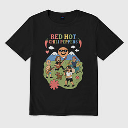 Футболка оверсайз мужская Red Hot Chili Peppers мультяшный стиль, цвет: черный