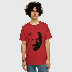 Футболка оверсайз мужская Владимир Ленин абстрактный портрет, цвет: красный — фото 2