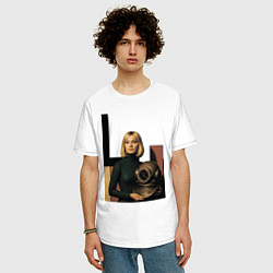 Футболка оверсайз мужская Девушки и старый водолазный шлем ретрофутуризм поп, цвет: белый — фото 2