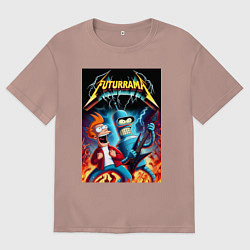 Мужская футболка оверсайз Вокались Фрай и гитарист Бендер - рок группа Футур