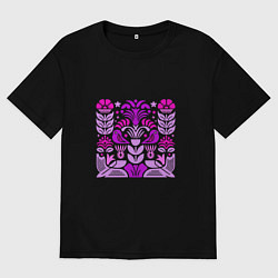 Мужская футболка оверсайз Райские птицы сиреневые